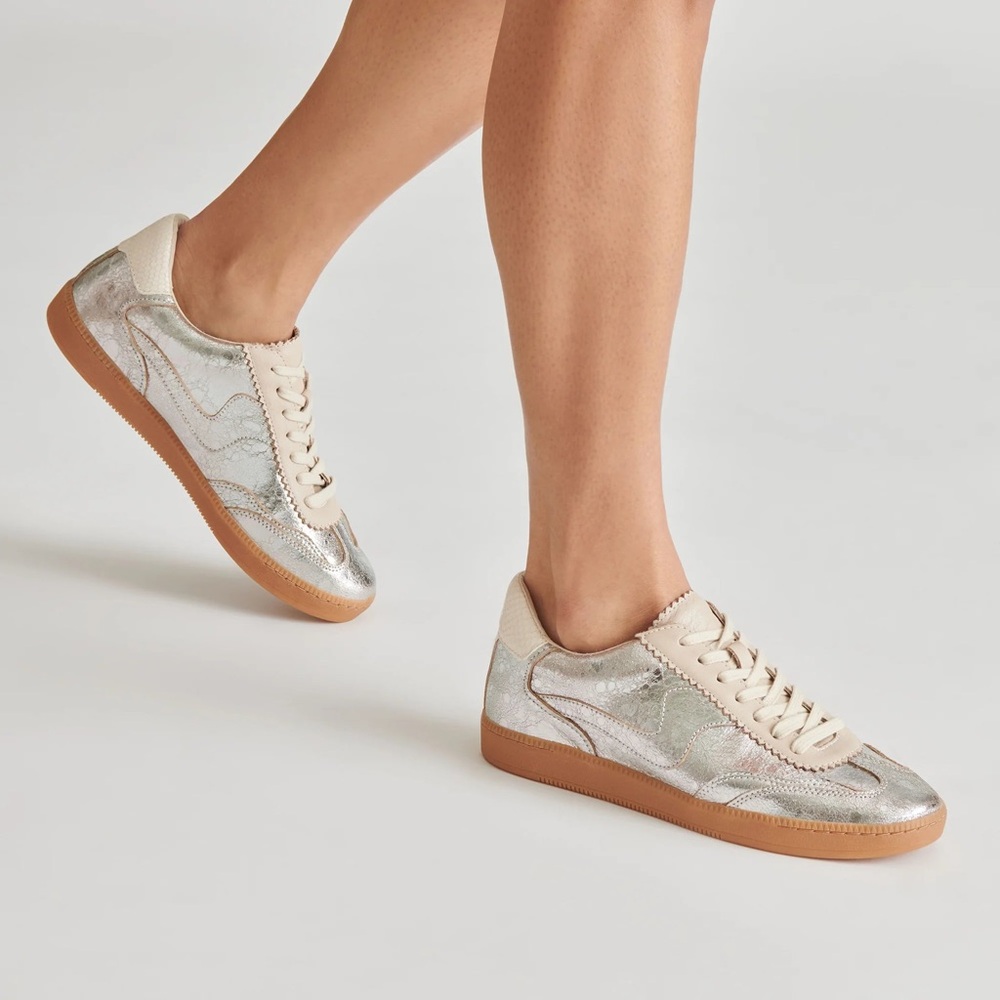 Dolce Vita Notice Metallic Sneaker in Silver Metallic 8.5 NWOB